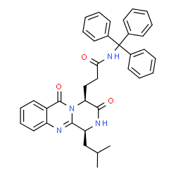 ChemSpider 2D Image | 3-[(1S,4S)-1-Isobutyl-3,6-dioxo-1,3,4,6-tetrahydro-2H-pyrazino[2,1-b]quinazolin-4-yl]-N-tritylpropanamide | C37H36N4O3