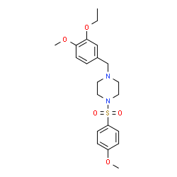 ChemSpider 2D Image | 1-(3-Ethoxy-4-methoxybenzyl)-4-[(4-methoxyphenyl)sulfonyl]piperazine | C21H28N2O5S
