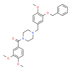 ChemSpider 2D Image | {4-[3-(Benzyloxy)-4-methoxybenzyl]-1-piperazinyl}(3,4-dimethoxyphenyl)methanone | C28H32N2O5