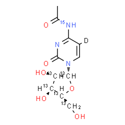 ChemSpider 2D Image | N-Acetyl(1',2',3',4',5'-~13~C_5_,5-~2~H,N~4~-~15~N)cytidine | C613C5H14DN215NO6