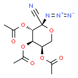 ChemSpider 2D Image | (2S,3S,4R,5R)-2-Azido-2-cyanotetrahydro-2H-pyran-3,4,5-triyl triacetate | C12H14N4O7