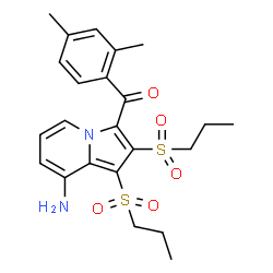 ChemSpider 2D Image | [8-Amino-1,2-bis(propylsulfonyl)-3-indolizinyl](2,4-dimethylphenyl)methanone | C23H28N2O5S2