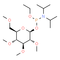 ChemSpider 2D Image | 1-O-[(Diisopropylamino)(ethoxy)phosphino]-2,3,4,6-tetra-O-methyl-beta-D-glucopyranose | C18H38NO7P