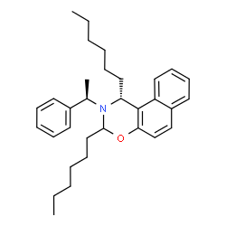 ChemSpider 2D Image | (1R)-1,3-Dihexyl-2-[(1R)-1-phenylethyl]-2,3-dihydro-1H-naphtho[1,2-e][1,3]oxazine | C32H43NO