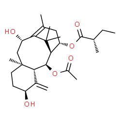 ChemSpider 2D Image | (2alpha,5alpha,10beta,14beta)-2-Acetoxy-5,10-dihydroxytaxa-4(20),11-dien-14-yl (2S)-2-methylbutanoate | C27H42O6