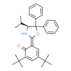 ChemSpider 2D Image | (6E)-6-[(4S)-4-Isopropyl-5,5-diphenyl-1,3-oxazolidin-2-ylidene]-2,4-bis(2-methyl-2-propanyl)-2,4-cyclohexadien-1-one | C32H39NO2