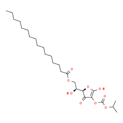 ChemSpider 2D Image | 2-O-(Isopropoxycarbonyl)-6-O-palmitoyl-L-threo-hex-1-enofuranos-3-ulose | C26H44O9