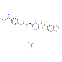 ChemSpider 2D Image | Amino(4-{[({(2S)-4-[(2,3-dihydro-1-benzofuran-5-ylsulfonyl)amino]-3-oxo-2-morpholinyl}acetyl)amino]methyl}phenyl)methaniminium acetate | C24H29N5O8S