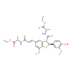 ChemSpider 2D Image | Ethyl (2S)-2-({[(2S,3S)-5-[(1E)-3-{[(2S)-1-ethoxy-1-oxo-2-propanyl]amino}-3-oxo-1-propen-1-yl]-2-(4-hydroxy-3-methoxyphenyl)-7-methoxy-2,3-dihydro-1-benzofuran-3-yl]carbonyl}amino)propanoate (non-pref
erred name) | C30H36N2O10