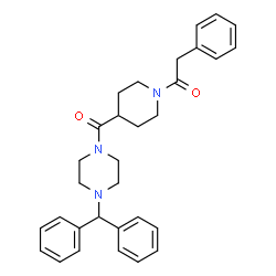 ChemSpider 2D Image | 1-[4-(4-Benzhydryl-piperazine-1-carbonyl)-piperidin-1-yl]-2-phenyl-ethanone | C31H35N3O2