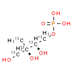 ChemSpider 2D Image | (2R,3S)-2,3,4-Trihydroxy-3-(~13~C)methyl(~13~C_4_)butyl dihydrogen phosphate | 13C5H13O7P