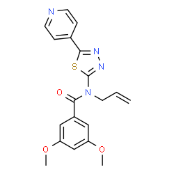 ChemSpider 2D Image | N-Allyl-3,5-dimethoxy-N-[5-(4-pyridinyl)-1,3,4-thiadiazol-2-yl]benzamide | C19H18N4O3S