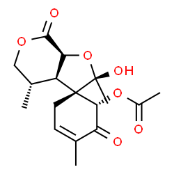 ChemSpider 2D Image | (1S,2'R,3a'R,4'S,6S,7a'S)-2'-Hydroxy-2',4,4'-trimethyl-5,7'-dioxo-4',5',7',7a'-tetrahydro-3a'H-spiro[cyclohex-3-ene-1,3'-furo[2,3-c]pyran]-6-yl acetate | C17H22O7