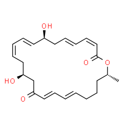 ChemSpider 2D Image | (3Z,5E,8S,9E,11Z,14S,17E,19E,24R)-8,14-Dihydroxy-24-methyloxacyclotetracosa-3,5,9,11,17,19-hexaene-2,16-dione | C24H32O5