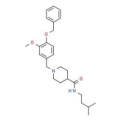 ChemSpider 2D Image | 1-[4-(Benzyloxy)-3-methoxybenzyl]-N-(3-methylbutyl)-4-piperidinecarboxamide | C26H36N2O3