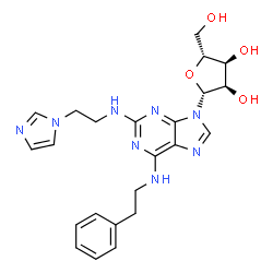 ChemSpider 2D Image | 2-{[2-(1H-Imidazol-1-yl)ethyl]amino}-N-(2-phenylethyl)adenosine | C23H28N8O4