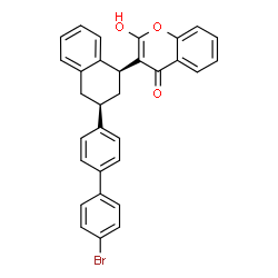 ChemSpider 2D Image | 3-[(1S,3R)-3-(4'-Bromo-4-biphenylyl)-1,2,3,4-tetrahydro-1-naphthalenyl]-2-hydroxy-4H-chromen-4-one | C31H23BrO3