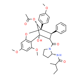 ChemSpider 2D Image | (1R,9R,10R,12S)-1-Hydroxy-3,5-dimethoxy-9-(4-methoxyphenyl)-11-({(2S)-2-[(2-methylbutanoyl)amino]-1-pyrrolidinyl}carbonyl)-10-phenyl-8-oxatricyclo[7.2.1.0~2,7~]dodeca-2,4,6-trien-12-yl acetate | C38H44N2O9