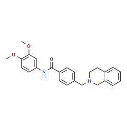 ChemSpider 2D Image | 4-(3,4-Dihydro-2(1H)-isoquinolinylmethyl)-N-(3,4-dimethoxyphenyl)benzamide | C25H26N2O3