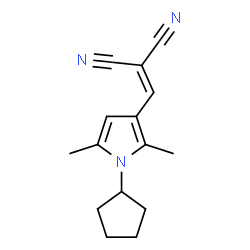 ChemSpider 2D Image | [(1-Cyclopentyl-2,5-dimethyl-1H-pyrrol-3-yl)methylene]malononitrile | C15H17N3