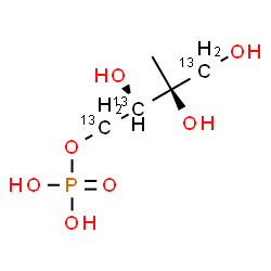 ChemSpider 2D Image | (2R,3S)-2,3,4-Trihydroxy-3-methyl(1,2,4-~13~C_3_)butyl dihydrogen phosphate | C213C3H13O7P