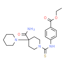 ChemSpider 2D Image | Ethyl 4-{[(4'-carbamoyl-1,4'-bipiperidin-1'-yl)carbothioyl]amino}benzoate | C21H30N4O3S