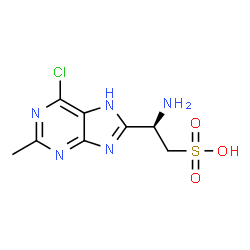 ChemSpider 2D Image | (2R)-2-Amino-2-(6-chloro-2-methyl-7H-purin-8-yl)ethanesulfonic acid | C8H10ClN5O3S