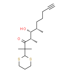 ChemSpider 2D Image | (4S,5R,6S)-2-(1,3-Dithian-2-yl)-5-hydroxy-2,4,6-trimethyl-10-undecyn-3-one | C18H30O2S2