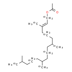 ChemSpider 2D Image | (2E)-15-Methyl-3,7,11-tris[(~13~C)methyl](1,5,9,13,16-~13~C_5_)-2-hexadecen-1-yl acetate | C1413C8H42O2