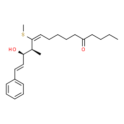 ChemSpider 2D Image | (10E,12S,13R,14E)-13-Hydroxy-12-methyl-11-(methylsulfanyl)-15-phenyl-10,14-pentadecadien-5-one | C23H34O2S