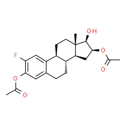 ChemSpider 2D Image | (16beta,17beta)-2-Fluoro-17-hydroxyestra-1(10),2,4-triene-3,16-diyl diacetate | C22H27FO5