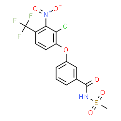 ChemSpider 2D Image | 3-[2-Chloro-3-nitro-4-(trifluoromethyl)phenoxy]-N-(methylsulfonyl)benzamide | C15H10ClF3N2O6S