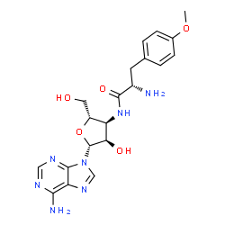ChemSpider 2D Image | 3'-Deoxy-3'-[(O-methyl-L-tyrosyl)amino]adenosine | C20H25N7O5
