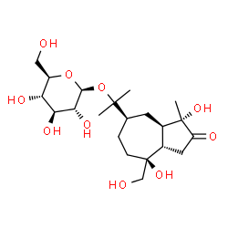 ChemSpider 2D Image | 2-[(3S,3aR,5R,8S,8aS)-3,8-Dihydroxy-8-(hydroxymethyl)-3-methyl-2-oxodecahydro-5-azulenyl]-2-propanyl beta-D-glucopyranoside | C21H36O10