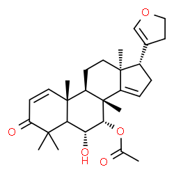 ChemSpider 2D Image | (6alpha,7alpha,13alpha,17alpha)-17-(4,5-Dihydro-3-furanyl)-6-hydroxy-4,4,8-trimethyl-3-oxoandrosta-1,14-dien-7-yl acetate | C28H38O5