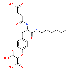 ChemSpider 2D Image | {4-[(2S)-2-[(3-Carboxypropanoyl)amino]-3-(hexylamino)-3-oxopropyl]phenoxy}malonic acid | C22H30N2O9