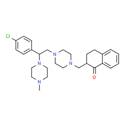 ChemSpider 2D Image | 2-({4-[2-(4-Chlorophenyl)-2-(4-methyl-1-piperazinyl)ethyl]-1-piperazinyl}methyl)-3,4-dihydro-1(2H)-naphthalenone | C28H37ClN4O