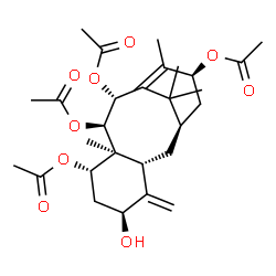 ChemSpider 2D Image | (5alpha,7beta,9alpha,10beta,13alpha)-5-Hydroxytaxa-4(20),11-diene-7,9,10,13-tetrayl tetraacetate | C28H40O9