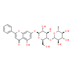 ChemSpider 2D Image | 5-Hydroxy-4-oxo-2-phenyl-4H-chromen-7-yl 4-O-(6-deoxy-beta-D-glucopyranosyl)-beta-D-glucopyranoside | C27H30O13