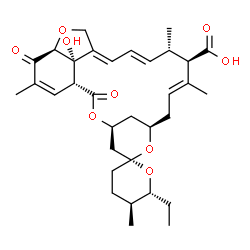 ChemSpider 2D Image | (1'R,2R,4'S,5S,6R,8'R,10'E,12'R,13'S,14'E,16'E,20'S,24'S)-6-Ethyl-24'-hydroxy-5,11',13',22'-tetramethyl-2',21'-dioxo-3,4,5,6-tetrahydrospiro[pyran-2,6'-[3,7,19]trioxatetracyclo[15.6.1.1~4,8~.0~20,24~]
pentacosa[10,14,16,22]tetraene]-12'-carboxylic acid | C33H44O9