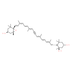 ChemSpider 2D Image | (3S,3'S,5R,5'R,6'S,9'cis)-6,7,15,15'-Tetradehydro-5,5',6,6'-tetrahydro-5',6'-epoxy-beta,beta-carotene-3,3',5-triol | C40H54O4