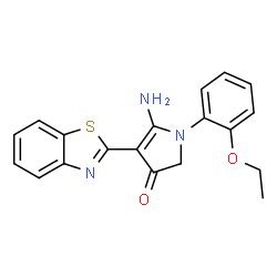 ChemSpider 2D Image | 5-Amino-4-benzothiazol-2-yl-1-(2-ethoxy-phenyl)-1,2-dihydro-pyrrol-3-one | C19H17N3O2S