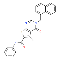 ChemSpider 2D Image | 5-Methyl-3-(1-naphthylmethyl)-4-oxo-N-phenyl-3,4-dihydrothieno[2,3-d]pyrimidine-6-carboxamide | C25H19N3O2S