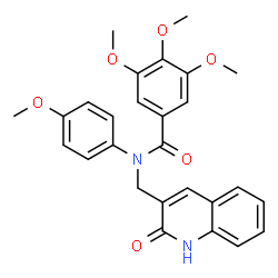 ChemSpider 2D Image | 3,4,5-Trimethoxy-N-(4-methoxyphenyl)-N-[(2-oxo-1,2-dihydro-3-quinolinyl)methyl]benzamide | C27H26N2O6