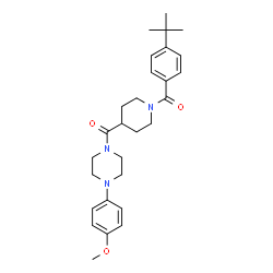 ChemSpider 2D Image | [4-(4-Methoxyphenyl)-1-piperazinyl]{1-[4-(2-methyl-2-propanyl)benzoyl]-4-piperidinyl}methanone | C28H37N3O3