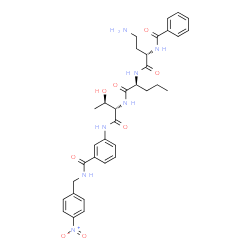 ChemSpider 2D Image | N-[(2S)-4-Amino-2-(benzoylamino)butanoyl]-L-norvalyl-N-{3-[(4-nitrobenzyl)carbamoyl]phenyl}-L-threoninamide | C34H41N7O8