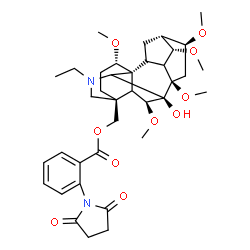 ChemSpider 2D Image | [(1alpha,5xi,6beta,7beta,9xi,10alpha,14alpha,16beta,17xi)-20-Ethyl-7-hydroxy-1,6,8,14,16-pentamethoxyaconitan-4-yl]methyl 2-(2,5-dioxo-1-pyrrolidinyl)benzoate | C37H50N2O10