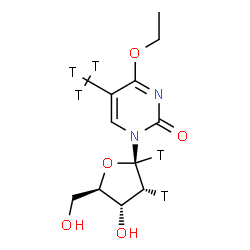 ChemSpider 2D Image | 1-{2-[(1,2-~3~H_2_)Deoxy]-alpha-D-arabinofuranosyl}-4-ethoxy-5-(~3~H_3_)methyl-2(1H)-pyrimidinone | C12H13T5N2O5