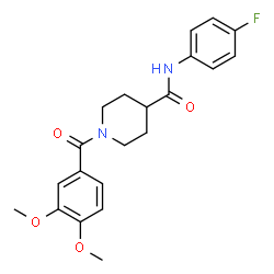 ChemSpider 2D Image | 1-(3,4-Dimethoxybenzoyl)-N-(4-fluorophenyl)-4-piperidinecarboxamide | C21H23FN2O4
