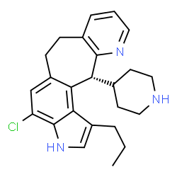 ChemSpider 2D Image | (12R)-4-Chloro-12-(4-piperidinyl)-1-propyl-3,6,7,12-tetrahydropyrido[3',2':5,6]cyclohepta[1,2-e]indole | C24H28ClN3